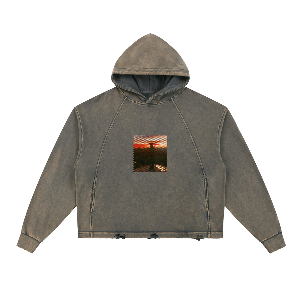 'RMA' Vintage Washed Frayed-Hem Hoodie