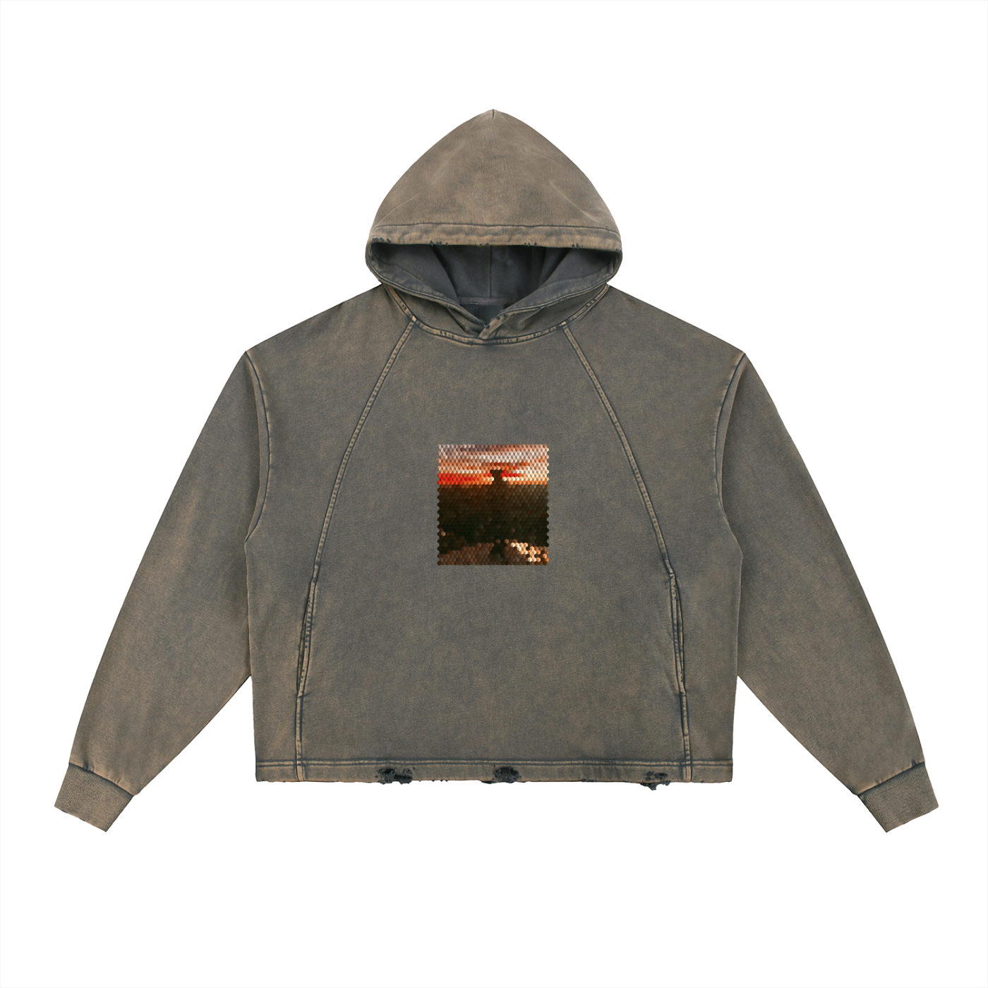'RMA' Vintage Washed Frayed-Hem Hoodie